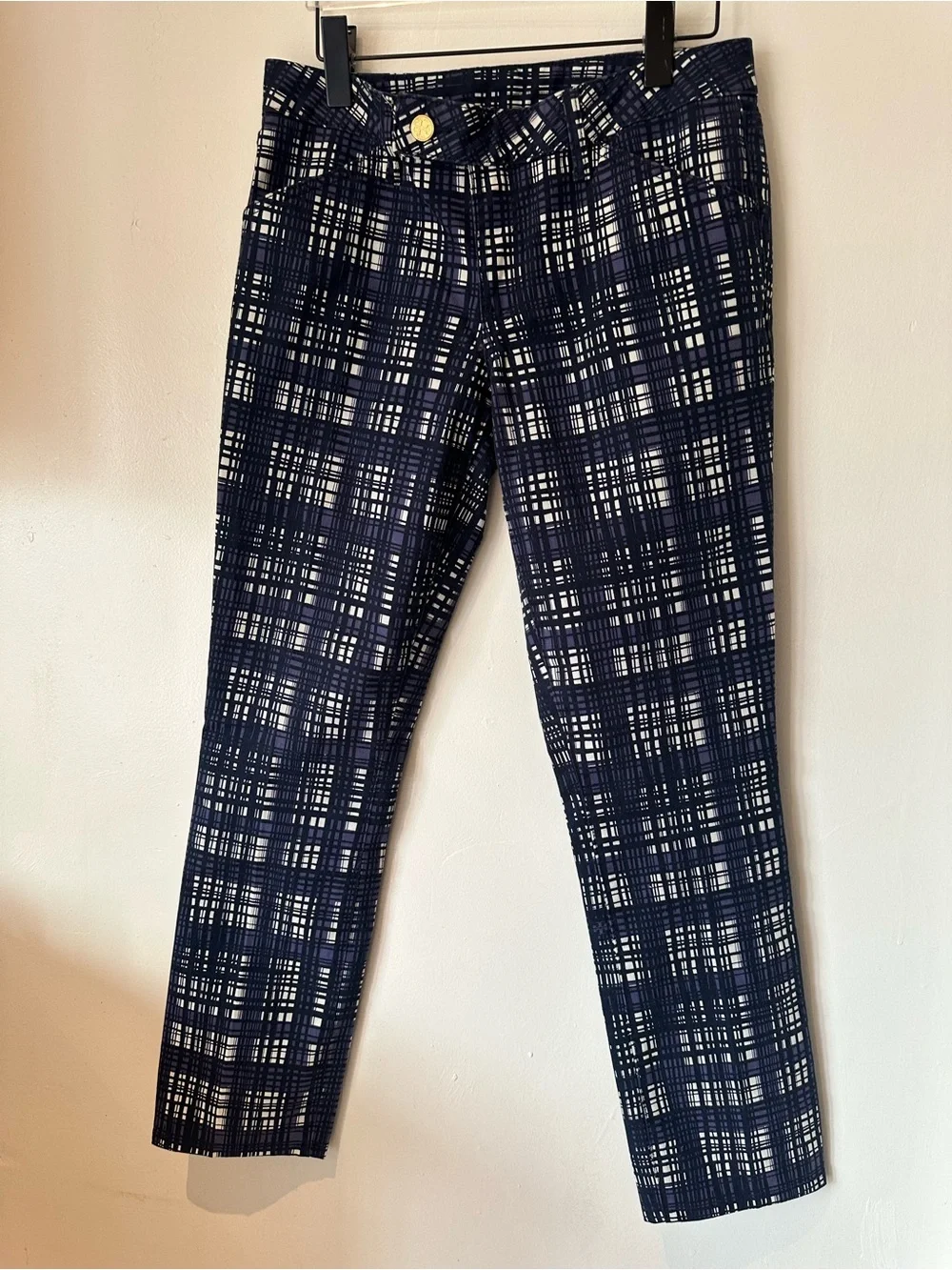 Tory Burch Women’s Low Rise Skinny Blue Leg Pant